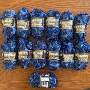 LOT of 13 Skeins BERNAT BOA Nouveau Polyester Eyelash Yarn BLUE BIRD MERLE NEW